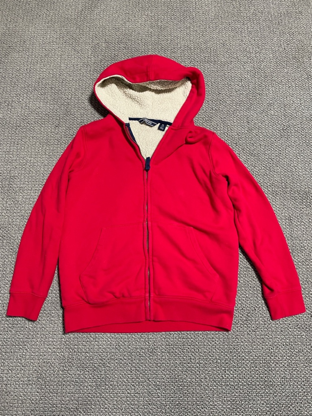 Lands' End Red Sherpa-Lined Zip Hoodie